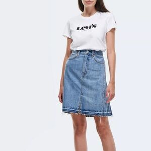 HTF LEVI'S PRIDE SKIRT Premium Denim Jean Slit Sz S Rainbow Tab Festival Parade